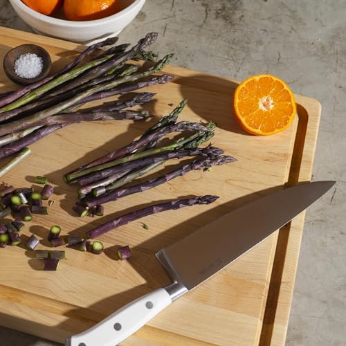 Image of Yatoshi Knives Yatoshi Magnetic Kitchen Knife Block Set 6 Pcs White - Pro Kitchen Knife Set Ultra Sharp High Carbon Steel