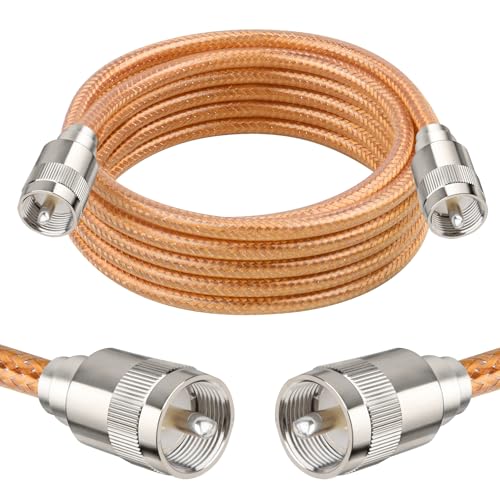 XRDS -RF 12FT RG8X Coaxial Cable with UHF Male PL259 Connectors, Solid Copper Core, Braided Shield, CB Cable for Ham Radio, HF Radio, and Communication Devices
