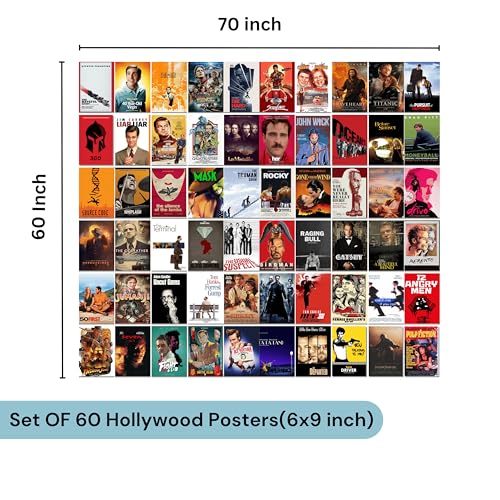 Image of Good Hope Set of 60 Bollywood & Hollywood Movie Posters, Iconic Film Collection for Home Decor Perfect For Bedroom Living Room Wall Decor Gift Wallpaper sticker Hostel Boys Girls (Hollywood, A5 (6x9 inch))