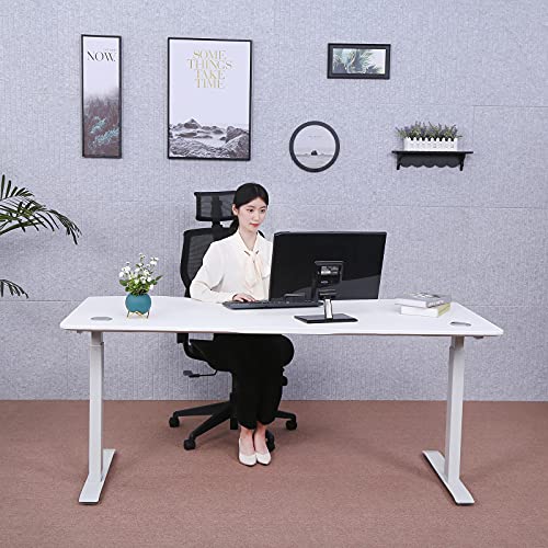 Image of ApexDesk Elite Pro Series 71 inch x 33 inch Electric Height Adjustable Stand up Desk, Sit Stand Home Office Desk, Computer Desk - Curved Moon White