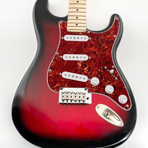 Image of Musiclily SSS 11 Hole Strat Guitar Pickguard for Fender USA /Mexican Made Standard Stratocaster Modern Style, 4Ply Vintage Tortoise