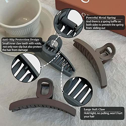 Hair Claw Clips, 4.33 Inch Nonslip Large Hair Clips For Women And Girls, 5 Colors Strong Hold Matte Hair Accessory For Thick, Thin And Other Hair Types #TOP5