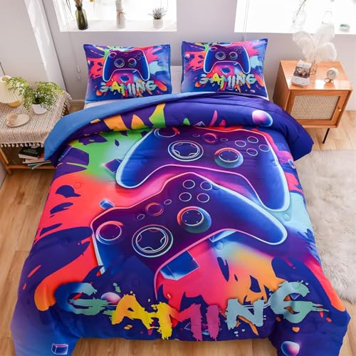 Tabeskly Infantil Juvenil Juegos Jugador Funda Nordica Cama Saco Nordico con Cremallera Multicolor135×200cm