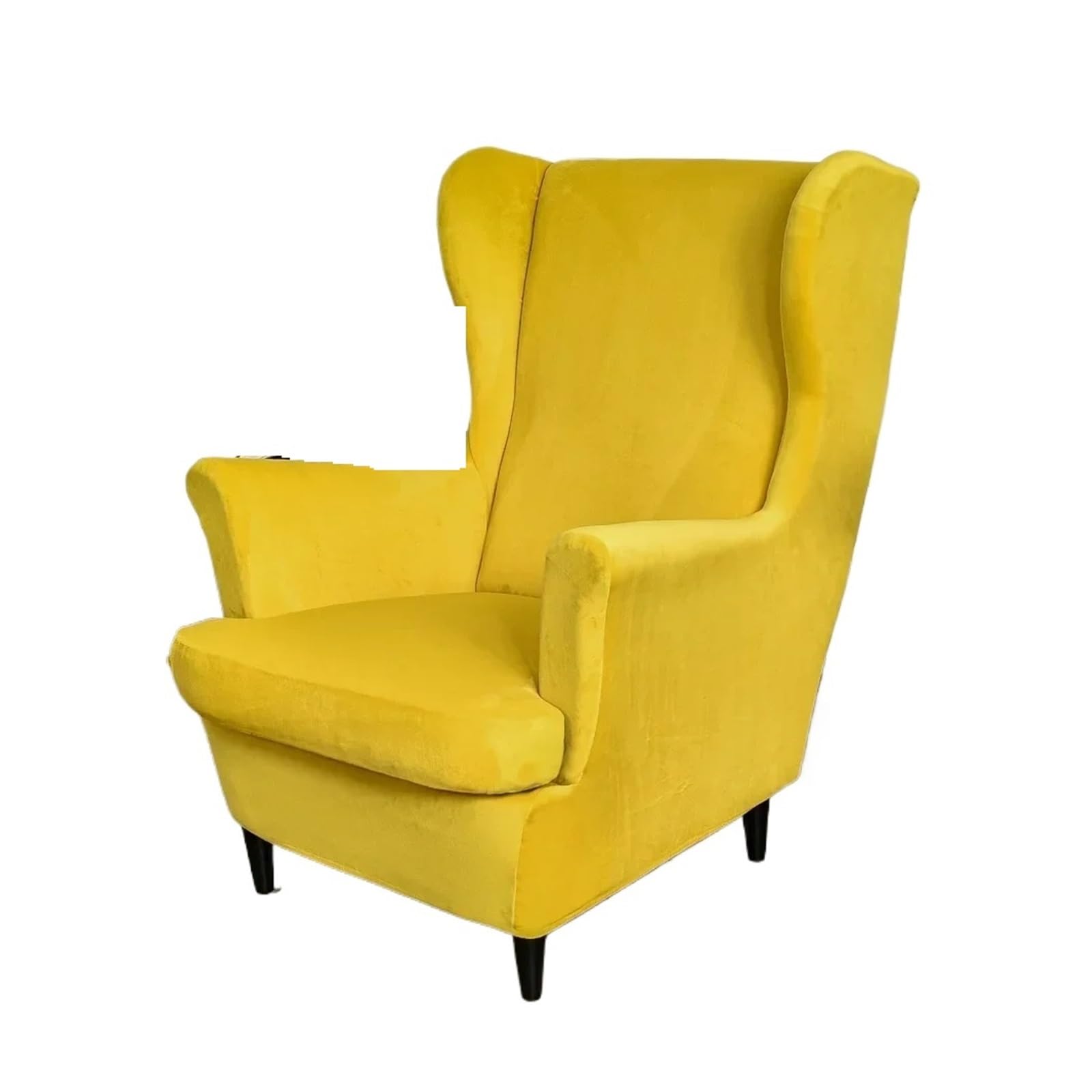 GCYEIDMA Wing Chair Slipcover Wing Chair Covers Stretch Wingback Armchair Cover with Seat Cushion Elastic Solid Color Sofa Slipcovers(Yellow)