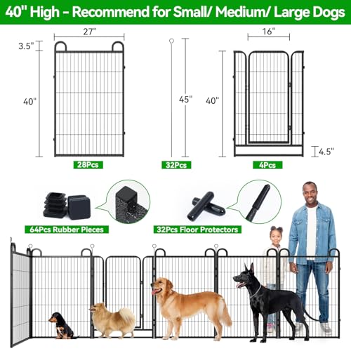 Image of Kfvigoho Dog Playpen Outdoor 32 Piece Panels Heavy Duty Dog Fence 40 inch