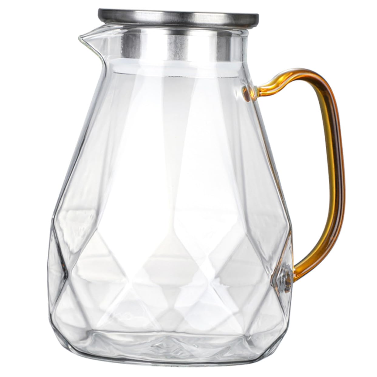 Pichet Verre avec Couvercle Inox Pichet à Eau Transparent pour Cuisine Design Ergonomique Anti-fuite Adapté Usage Quotidien