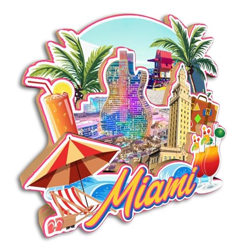 Imán de nevera decorativo Miami Florida 3D artesanal miniatura 3