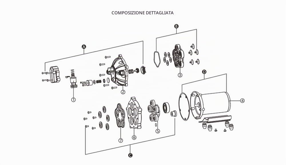 SEAFLO pompa a membrana serie 55 - 12V DC, 5.5 GPM, 60 PSI con INTERRUTTORE DI PRESSIONE DOVUTO PESANTE