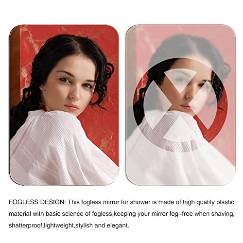 Cyhqo Shatterproof Shower Mirror Fogless For Shaving Mirror (Larger,10.7"X8") 43% Bigger Than Original,Unbreakable Deluxe Plexiglass Makeup Travel Camping Mirrors,Men Wall Hanging Fog Free Handheld #TOP4