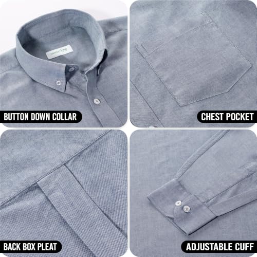 Image of Cotton King Mens Shirts | 100% Cotton Long Sleeve Shirts for Men | Button Down Shirt Men | Oxford Mens Dress Shirt