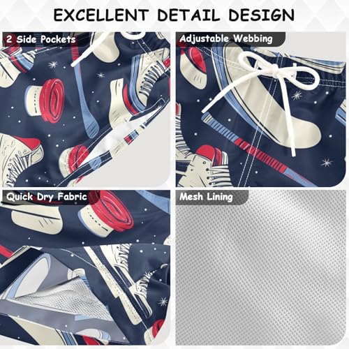 Pigsaly Boys Swim Trunks Hockey Balls Sports Blue Red Boys Board Shorts Swimsuit Swimwear Summer Bathing Suit 2T3