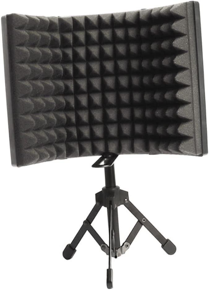 Vaguelly 1set Microphone Windshield Sound Absorbing Desktop Floor Mic Isolation Shield Noise Reduction for Recording Studios Singing Includes Tripod Base