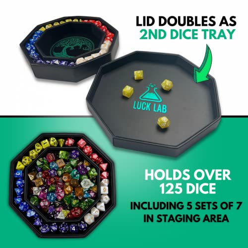 Luck Lab 8 Inch Dice Tray – Green - With Lid And Dice Staging Area For Rpg Table Top Gaming- Tree Of Life Design #TOP3