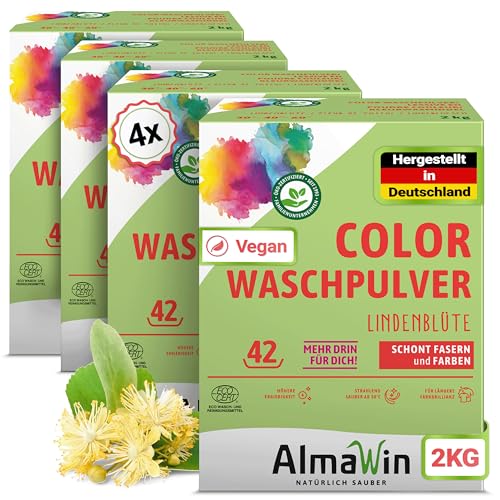 AlmaWin® Color Waschpulver [4x 2kg - 168 Ladungen] mit Lindenblüten-Duft für strahlende Reinheit – â€¦ – Miniatur