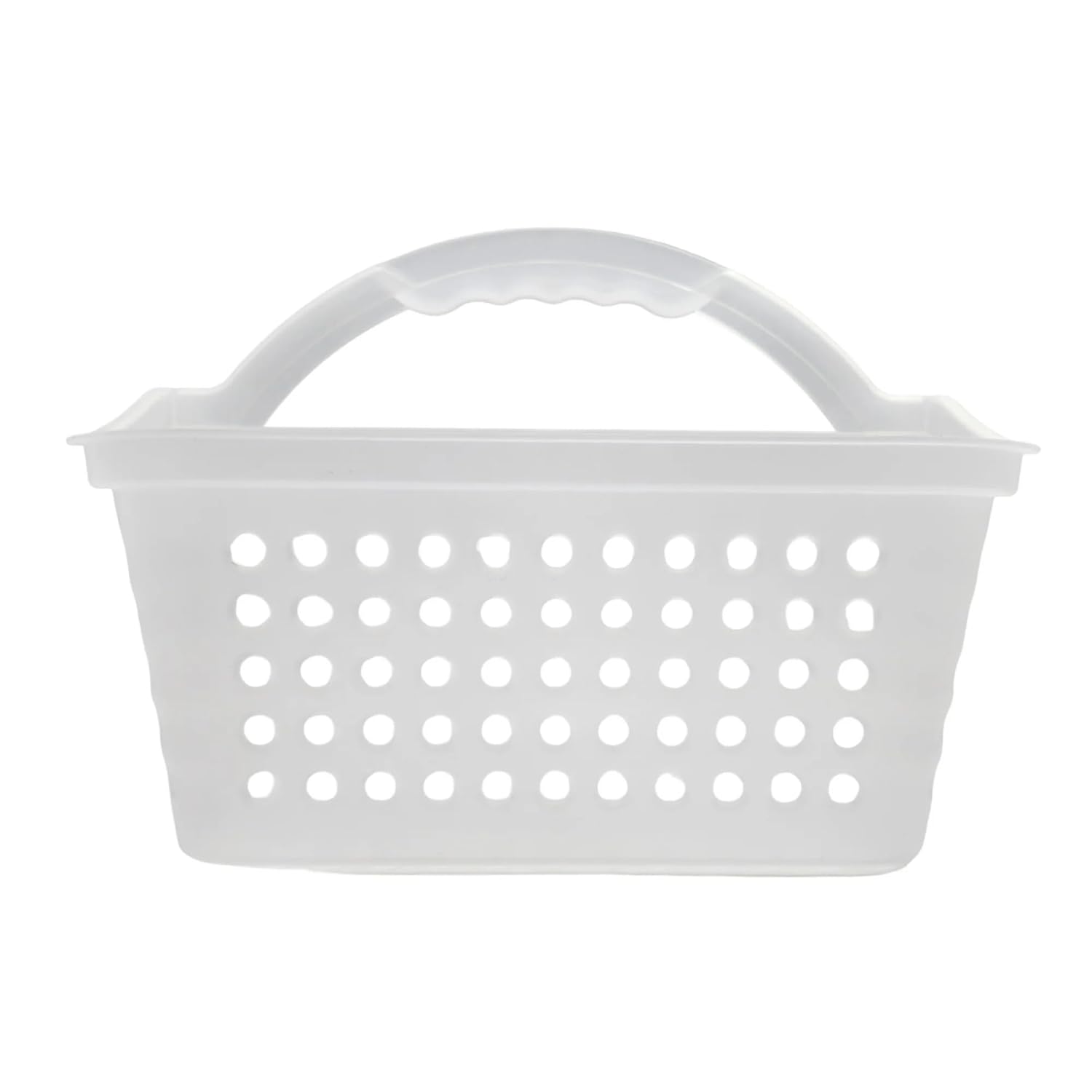 TNLOJI Small Portable Shower Caddy Frost White Plastic Bathroom Organizer with 3 Compartments Comfortable Handle - 10 2