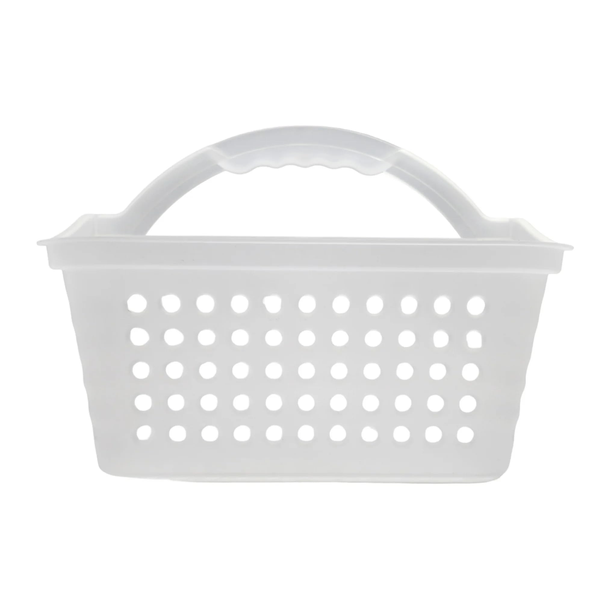 TNLOJI Small Portable Shower Caddy Frost White Plastic Bathroom Organizer with 3 Compartments Comfortable Handle - 10 2