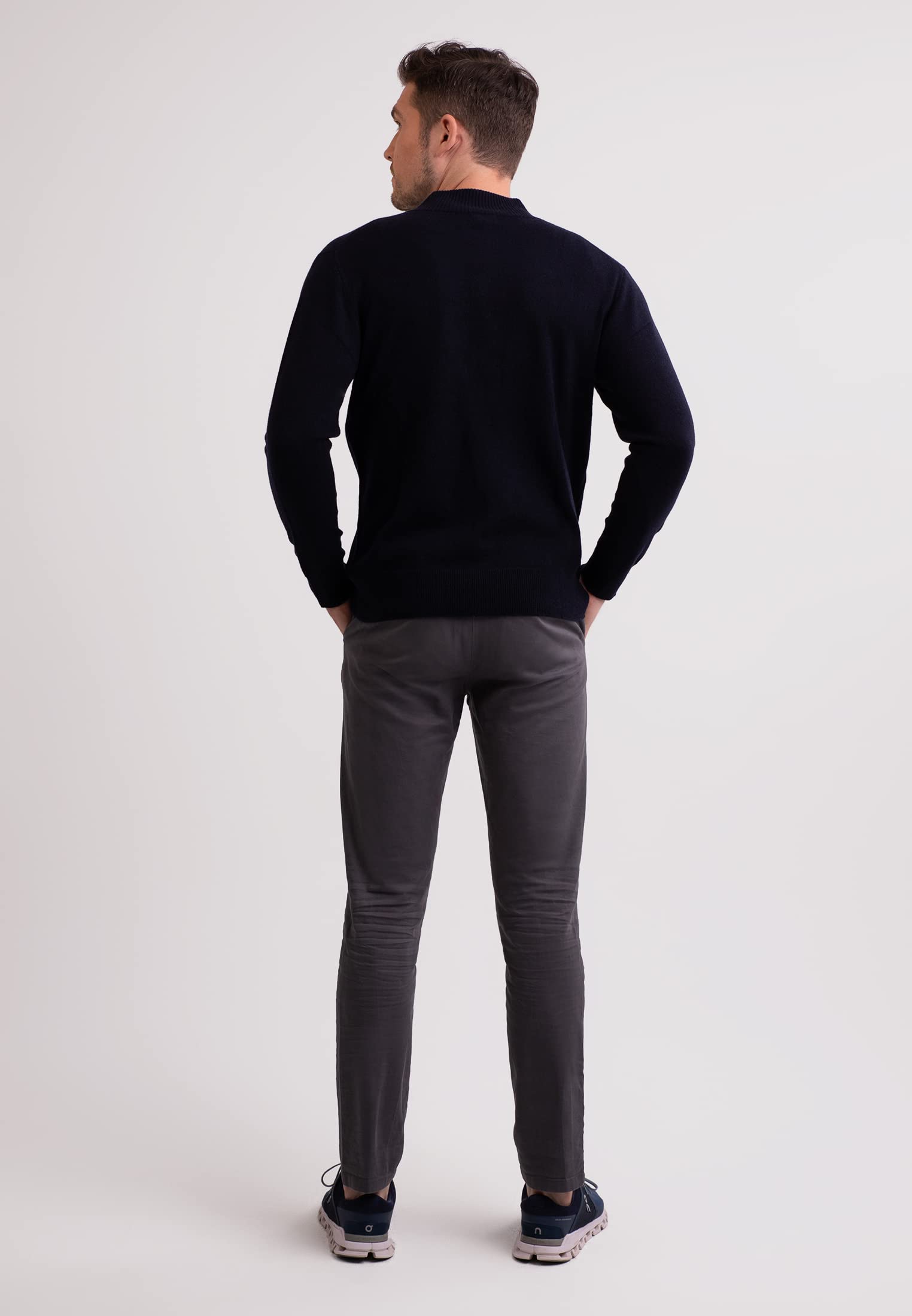 100% Kaschmir Herren Pullover Cardigan mit Reißverschluss | Strickjacke mit Reißverschluss 2-fädig