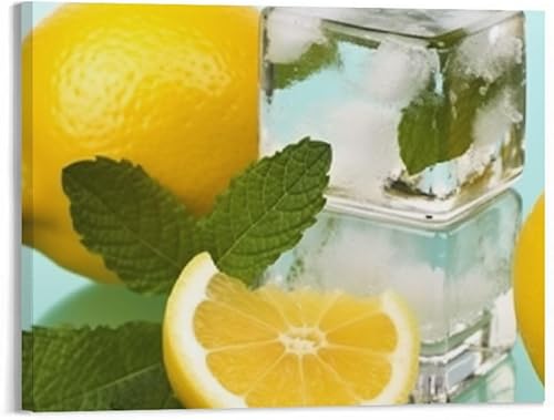 Algasan Canvas Painting Canvas Wall Art Picture 20x16in for Living Room Bedroom Fall Decor Lemon and Ice