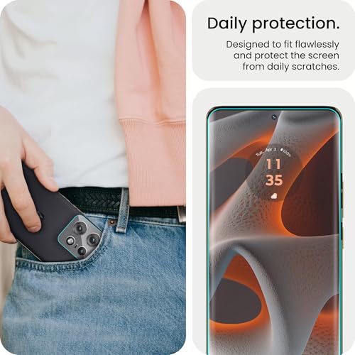 Image of FIRST MART HD+ UV Tempered Glass Camera Lens Compatible for Motorola Moto Edge 50 Pro 5G (6.7 Inch) With White Camera lances Guard & Installation Kit | Edge-To-Edge Protector Coverage | White