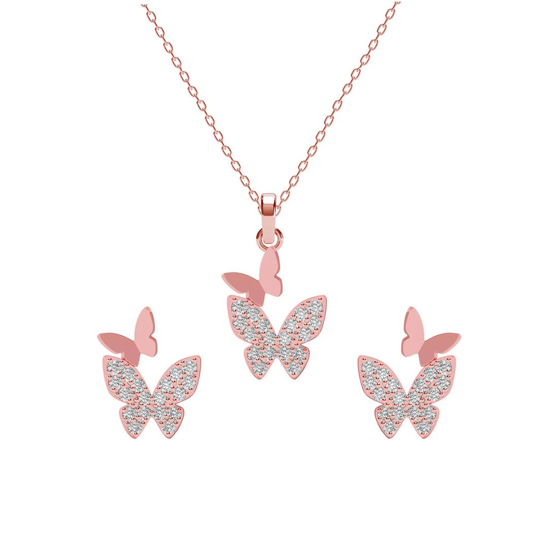 Clara 925 Sterling Silver Fairy Butterfly Pendant Earrings Chain Necklace Jewellery Set | Rose Gold Plated, Swiss Zirconia | Gift for Women and Girls (B0D9CYHY5G) Amazon Price History, Amazon Price Tracker