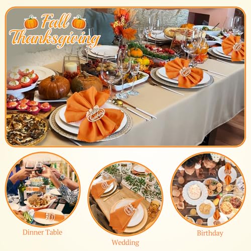 Aptwow WNRGN2401AW Fall Thanksgiving Napkin Rings Set Of 12, Pumpkin Thankful Wooden Bead Napkin Rings For Fall Thanksgiving Decorations, Fall Thanksgiving Napkin Holder For Table Decor Dinnerware Sets, Wedding, Holiday thumb #6