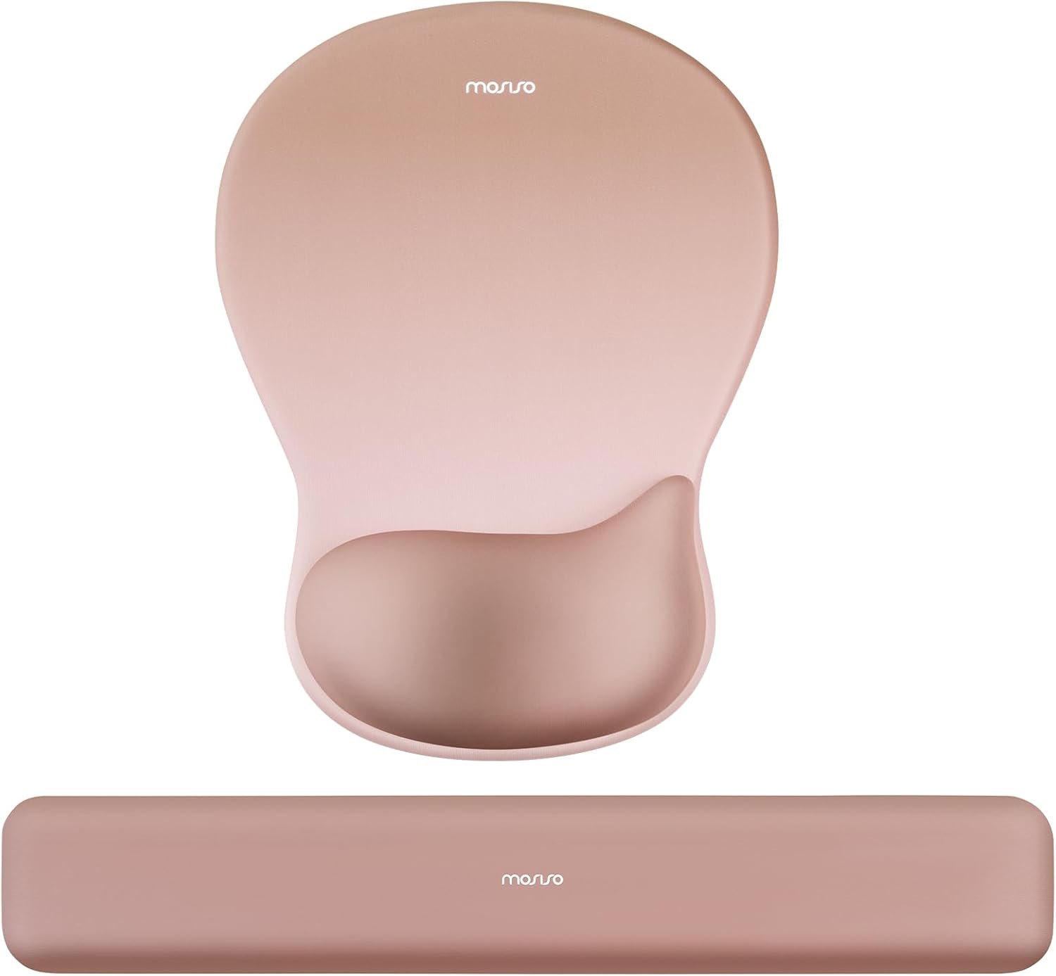 MOSISO Wrist Rest Support for Mouse Pad&Keyboard Set, Ergonomic Mousepad with Concave Curved Memory Foam, Non-Slip Base Pain Relief Comfortable Rectangular Easy Typing Pad for Home/Office, Brown