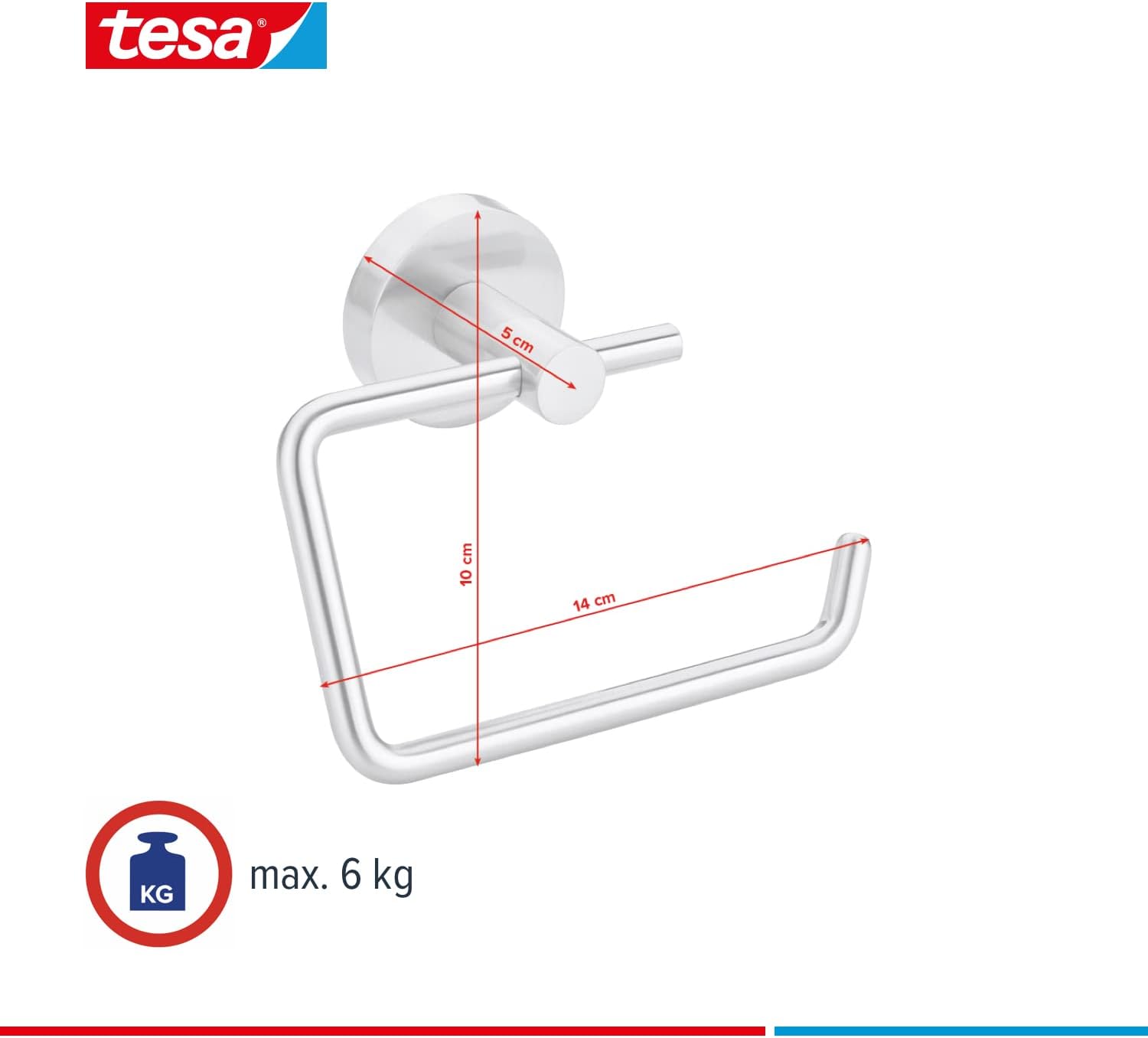 tesa Moon Toothbrush and Toothpaste Holder - No Drill Wall Mounted Satined Cup with Chrome-Plated Holder, Stainless - Waterproof - Includes Removable Glue Solution