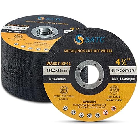 SATC Cut Off Wheels 50-Peice Metal Cutting Discs 115mm Durable Ultra Thin 1mm Stainless Steel Cutting Discs for Angle Grinder Cover