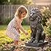 Greens Word Sculptures Garden Statues, Outdoor Lion Statue 27in Tall, Magnesium Oxide Stone Composite Animal Sculpture Statue Decor for Home Decor Yard Patio Garden, Dark Gray with Gold Accents
