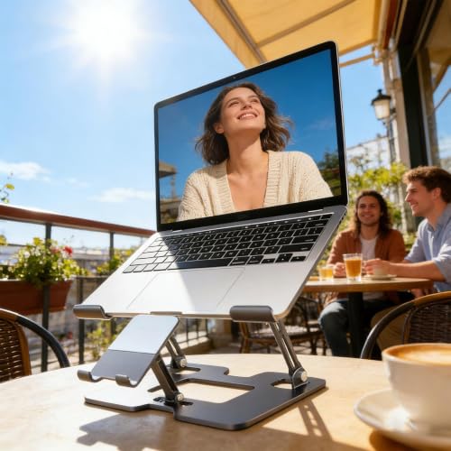 Soporte de portátil contra el dolor cervical y base metálica para teléfono 4