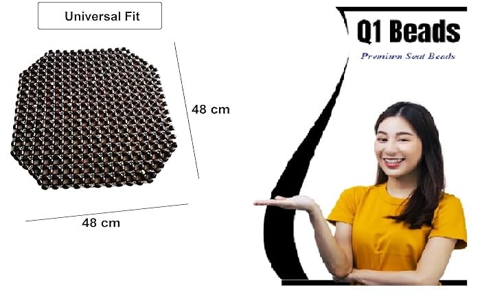 Image of Q1 Beads MCoffee Wooden Beads Acupressure mat car Bead seat Cover Cushion for car & SUVs (Universal Fit,Any Brand Car /SUVs)