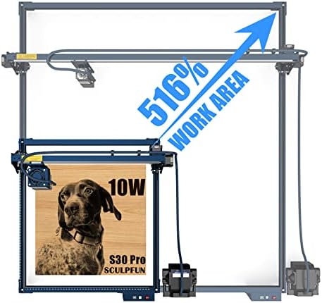 SCULPFUN S30 PRO Laser Engraver 10W Laser Cutter with Air Assist+ XY Extension Kit Accessories, Higher Accuracy Laser Engraving Machine for Wood and Metal