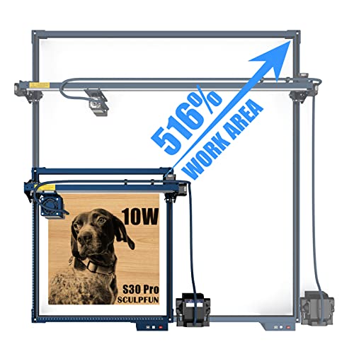 Sculpfun S30 Pro Laser Engraver 10W Laser Cutter With Air Assist+ Xy Extension Kit Accessories, Higher Accuracy Laser Engraving Machine For Wood And Metal #TOP16