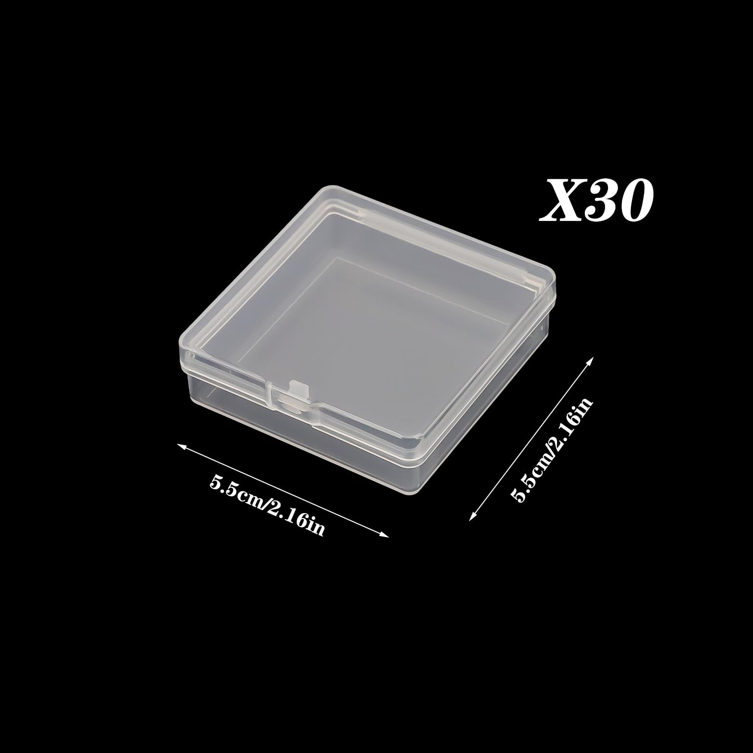 Prmape 30 Pieces Small Storage Box with Lid, 5.5 * 5.5 * 1.7cm Mini Rectangular Plastic Boxes - Image 2