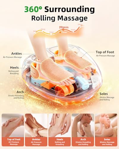 Image of Shiatsu Foot Massager with Heat and Remote Control for Plantar Fasciitis,Purple Black