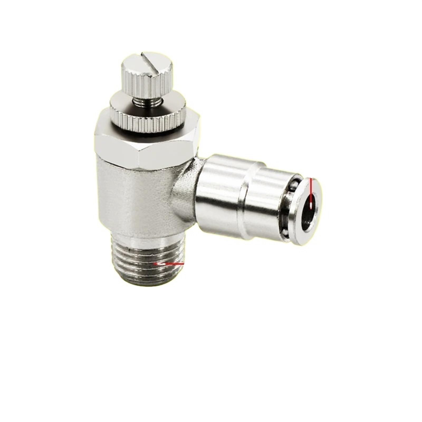 IEUMJNAT 1PCS SL4/6/8/10/12mm All Copper Nickel-Plated Quick Plug Trachea Pneumatic Cylinder Speed Valve Throttle External Thread(SL6-02)