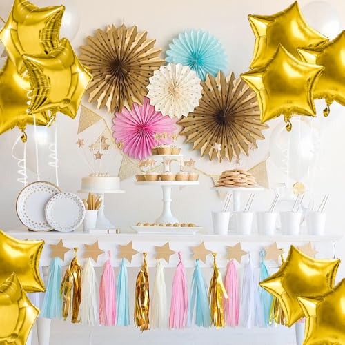 Image of Star Balloons, 18 Inch Foil Balloons, 10 PCS Star Balloons Foil, Gold Star Foil Balloons Set Mylar Balloons Gold Balloons Star for Graduation Birthday Party Wedding Baby Shower New Year Decorations
