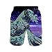 Produktbild CODOYO Herren Badehose Retro Japanese Wave mit Shine Stars Street Shorts, Boardshorts Schnelltrocknende Badeanzüge für den Pool
