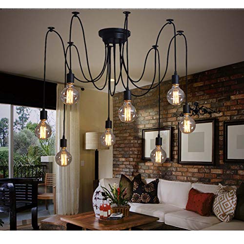 Zhma Ceiling Spider Lamp Light Pendant Lighting, Antique Classic Adjustable Diy Lighting Chandelier Modern Chic Industrial Dining 8 Arms(Each With 1.7M Wire) #TOP5