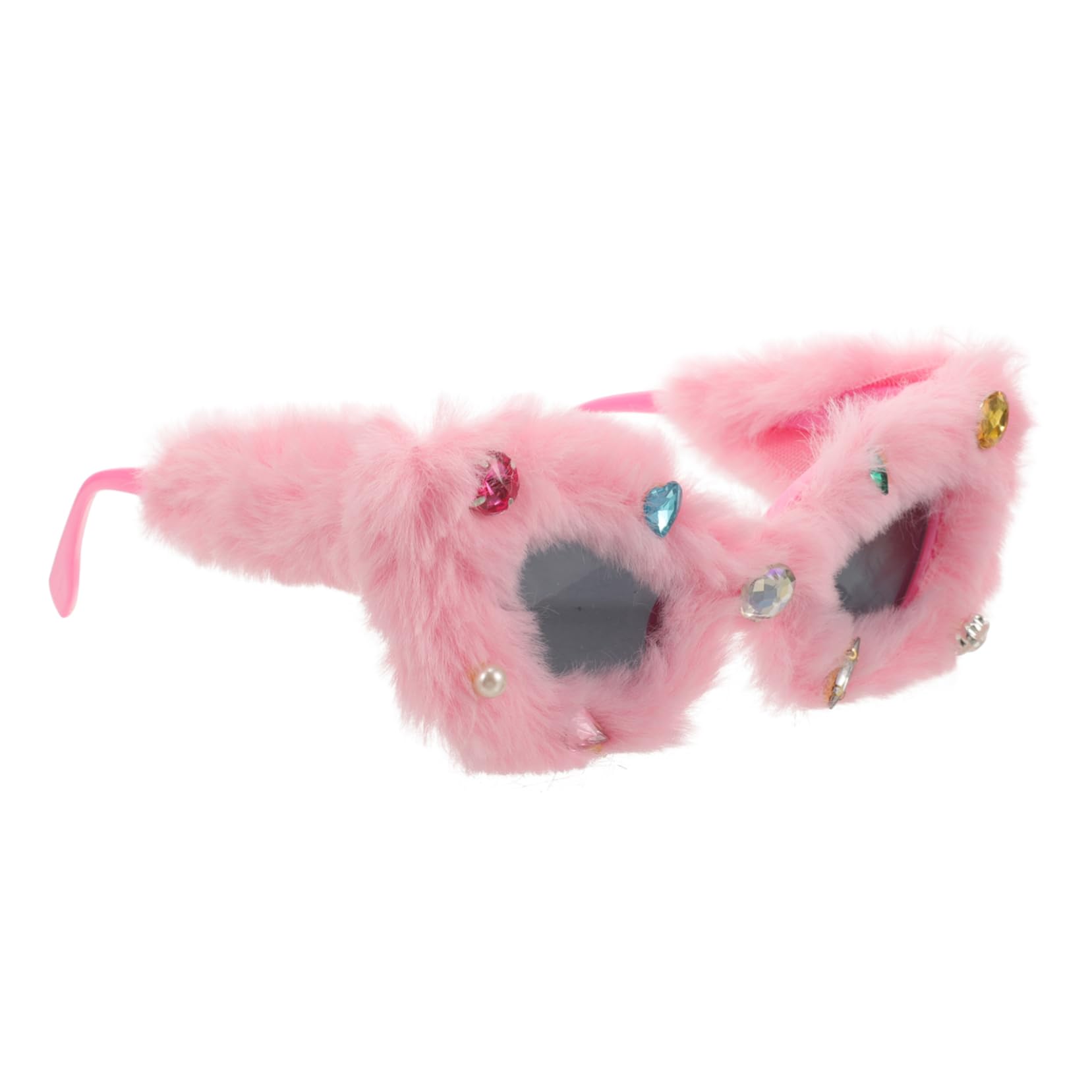 Healvian 5 Piezas Gafas De Sol De Peluche Anteojos De Sol Afelpados Pelo Divertido Delirio Gafas De Sol De Felpa Gafas De Sol Esponjosas Festival De Gafas De Sol Fiesta Mujer Resina Rosa