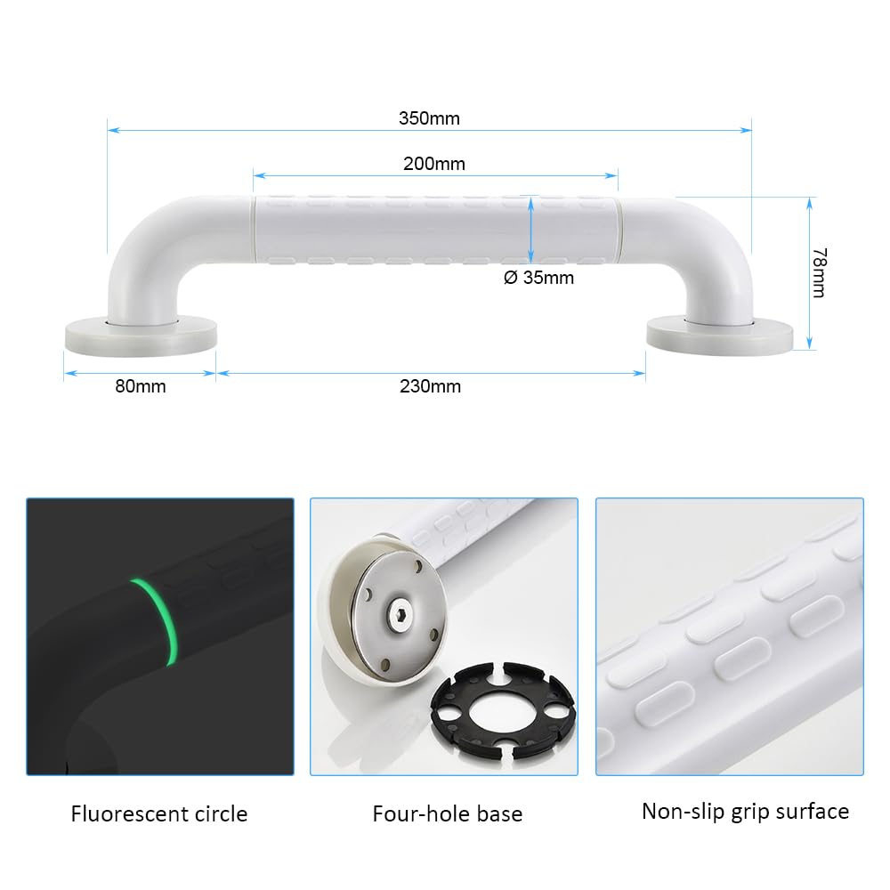 BONADE Maniglione da Bagno Antiscivolo Maniglia in Acciaio Inossidabile da Doccia/Bagno/Vasca, Maniglione da Bagno per Pareti per Disabili Anziani Gravida Bambini e Persone con Mobilità Ridotta 35CM
