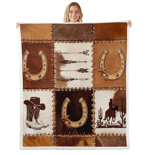 Erosebridal Western Cowboy Fleece Throw Blanket Throw 50