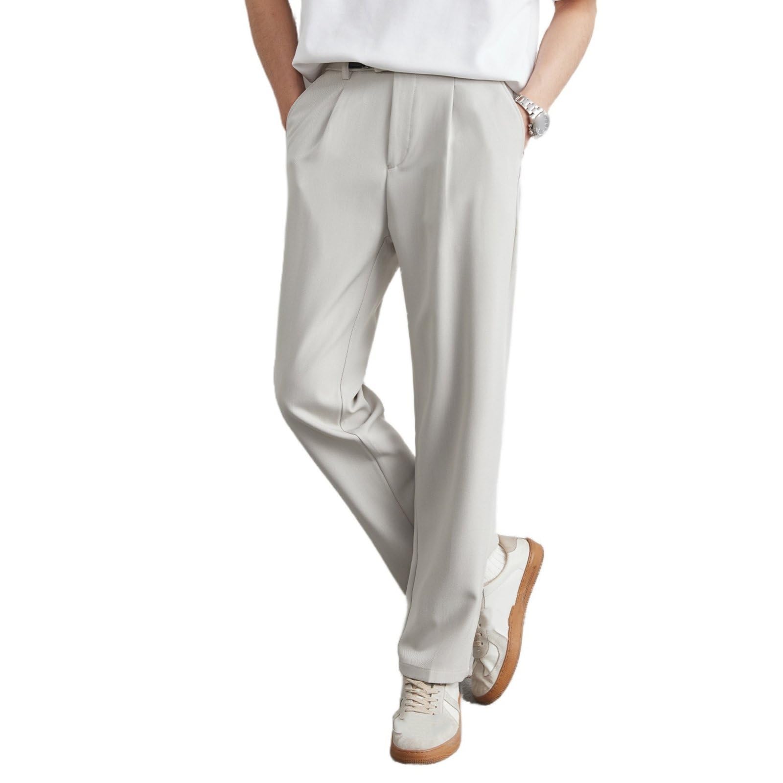 Pantaloni Da Golf Per Uomo Tinta Unita Button Pantaloni Da Sera A Gamba Dritta Primavera Estate Comfort