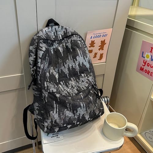 Y2k Backpack Women Sequin Denim Backpack Silver Bling Glitter Book Bags Mochilas Casual Daypack (Black)4