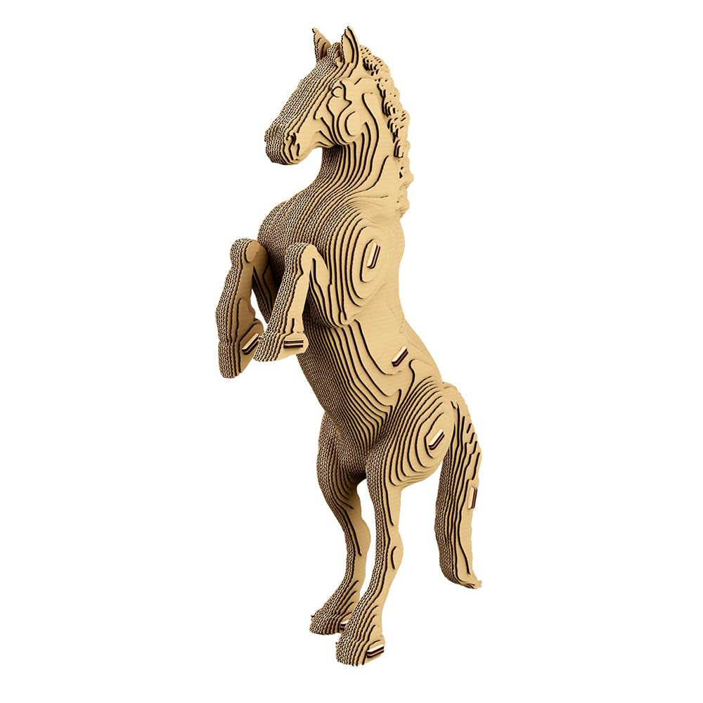 Cheval Puzzle 3D en Carton – Maquette à Monter | 112 Pièces, 33 × 22 × 7 cm – Kit Sculpture DIY à Peindre, Matériaux Recyclés, Ados & Adultes, Idée Cadeau Déco