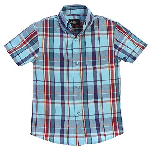 Image of Gioberti Boys Casual Plaid Checked Short Sleeve Button Down Shirt