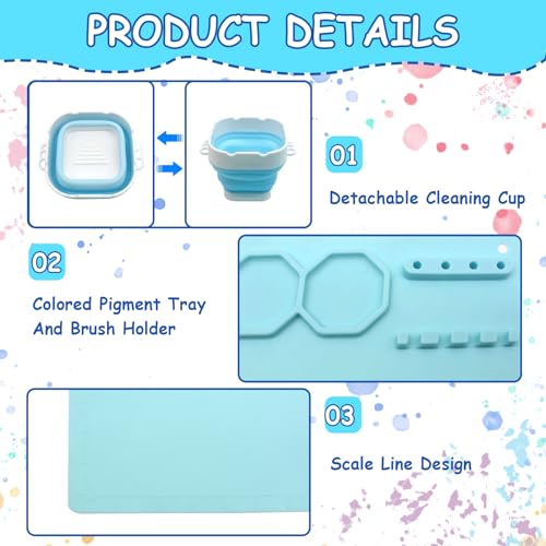 Kujinova Silicone Craft Mat, 20"16" Silicone Painting Mat, Painting Station Mat, Silicone Painting mat for Kids, for Crafting Watercolour Painting Cutting Art Creation Clay and DIY Projects - Image 4