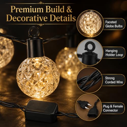 Image of One94Store 3 Meter 12 LED Warm White String Lights with Holder & Female Plug, Corded Electric Fairy Lights for Home Decoration, Diwali Lights, Bedroom, Balcony, Festival, Wedding & Party Decor