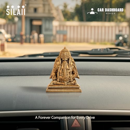 Image of SILAII Pillayarpatti Karpaga Vinayagar Car Dashboard Idol - 3 Inch | Miniature Ganesh Statue for Car Interior Decor | Ganesha Idols for Home & Office | Spiritual Gift & Decorative Ganesha Idols