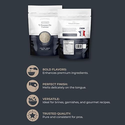 Miniatura 6 de Sal marina francesa celta, sal molida gruesa gris y rica en minerales, cosechada a mano, orgánica y 100% sin refinar, bolsa resellable a granel